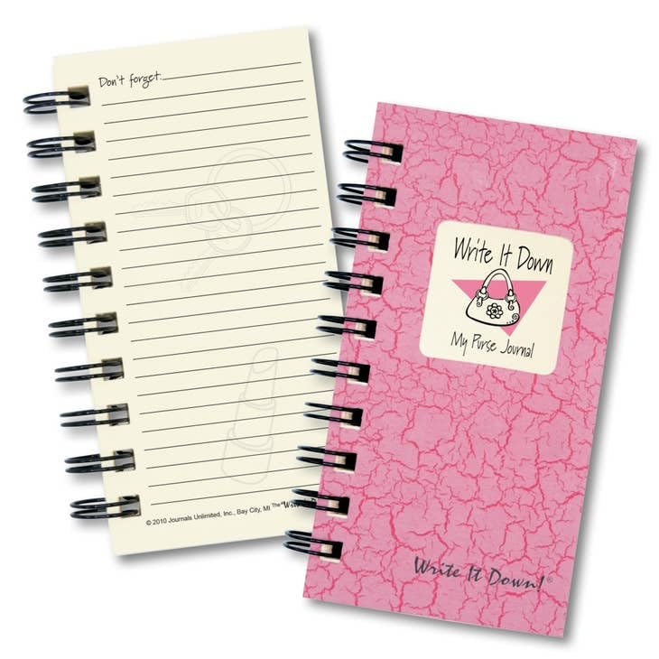 Write It Down Series By Journals Unlimited, Guided Journal, My Purse Journal, Mini-Size 3   X5.5   , Pink Hard Cover, Made In Us