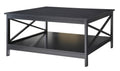 Convenience Concepts Oxford 36 inch Square Coffee Table with Shelf, Black