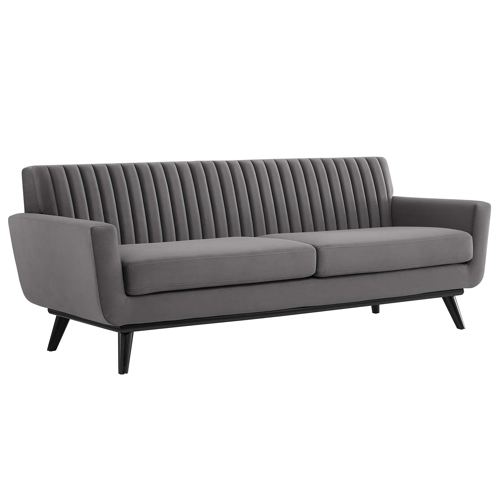 Modway Engage Channel Tufted Performance Velvet Sofa in Gray