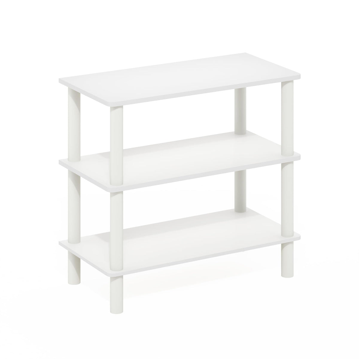 Furinno Turn-N-Tube 23-Inch 3-Tier Freestanding Shoe Rack Storage Organizer, White/White