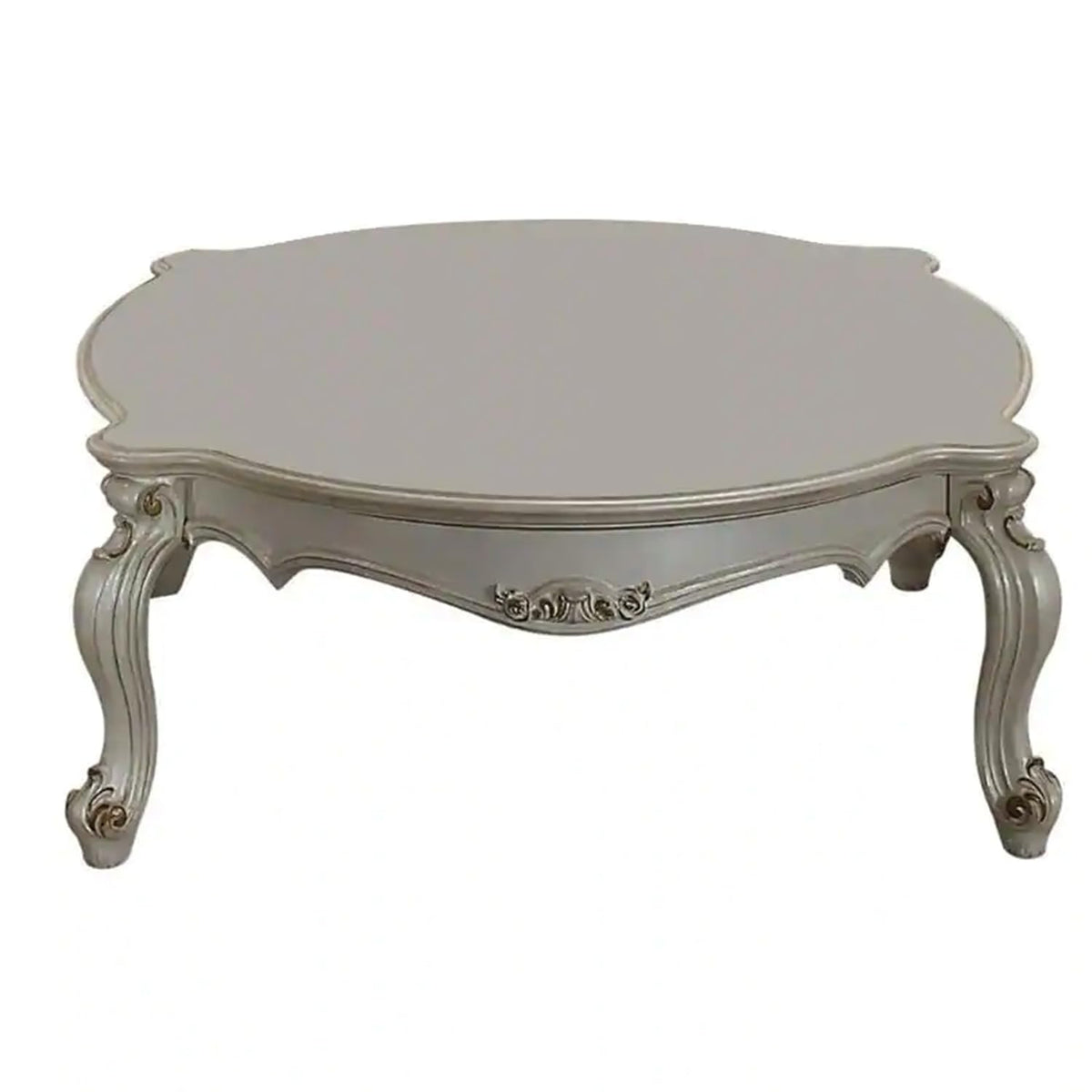 Benjara Benzara Wooden Coffee Table With Scrolled Apron, White,