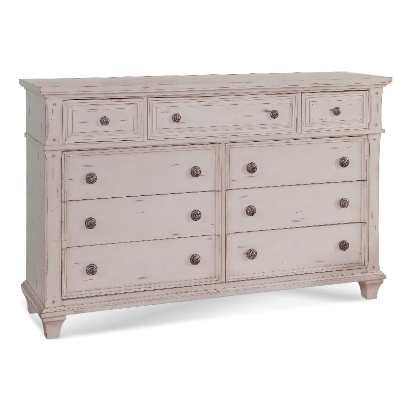 American Woodcrafters Sedona Antique White Wood 9-Drawer Dresser