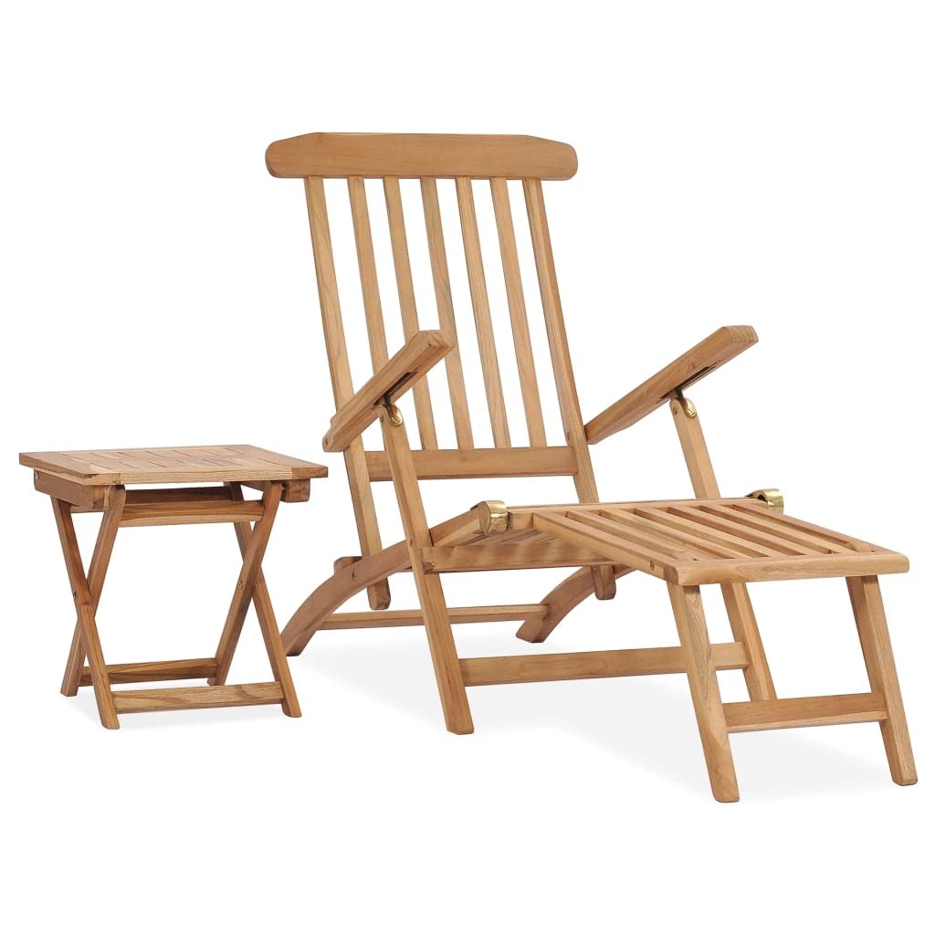 vidaXL Solid Teak Wood Patio Deck Chair - Thumbnail 2