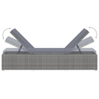 vidaXL Sun Lounger with Cushion - Adjustable, Outdoor-Ready Poly Rattan Sunbed in Gray - Weather-Resistant, Easy-Clean Furniture for Poolside, Patio, Balcony or Camping