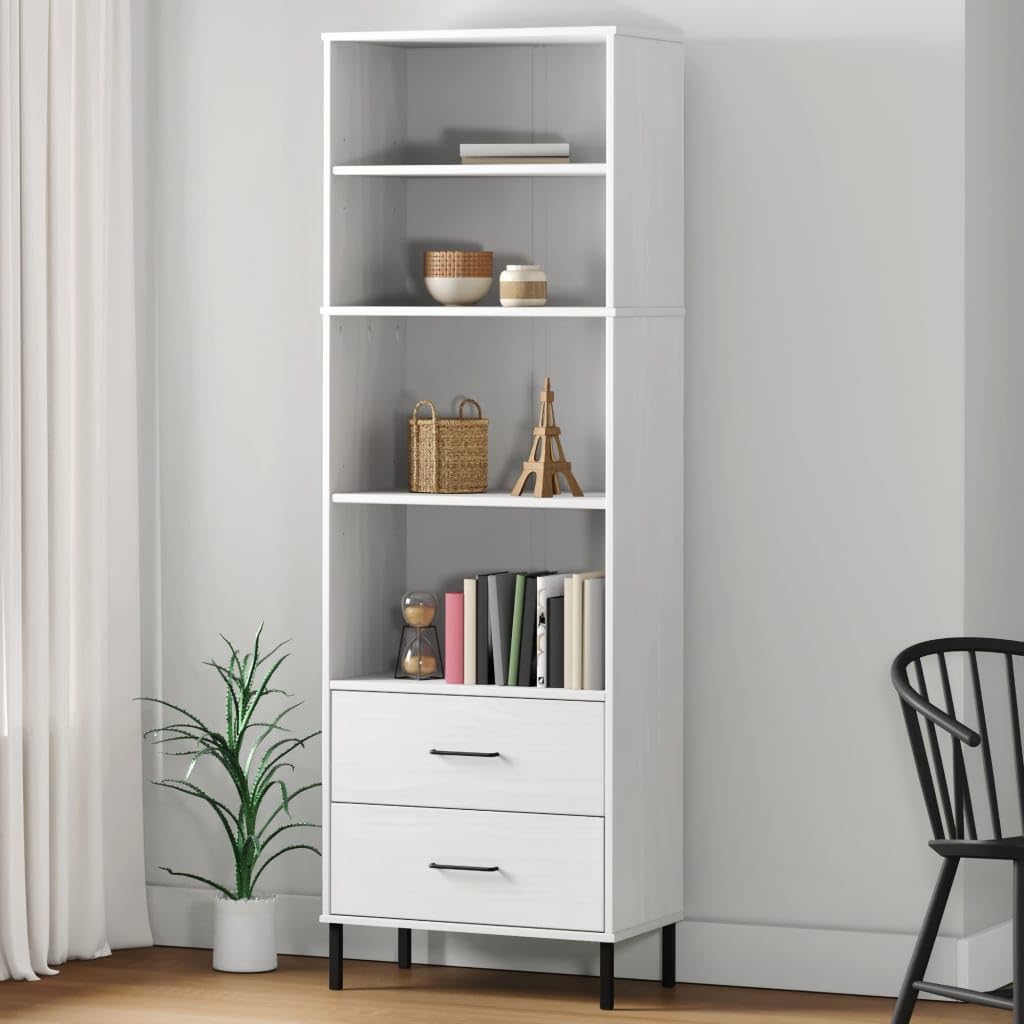 Bookcase with 2 Drawers White 23.6&quot;x13.8&quot;x70.9&quot; Solid Wood OSLO