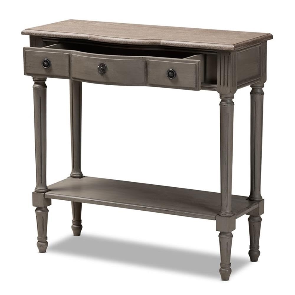 Baxton Studio Noelle French Provincial Gray Finished 1-Drawer Wood Console Table Gray/Wood