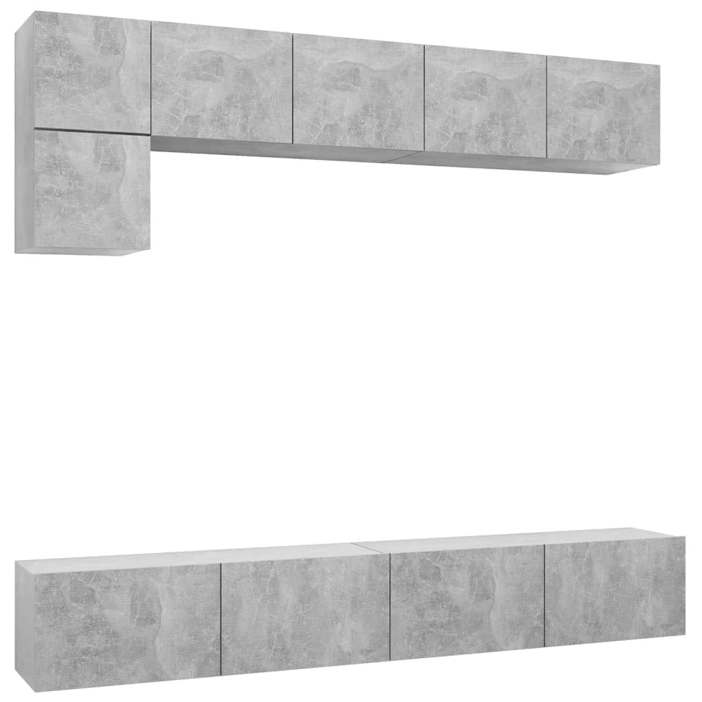 vidaXL TV Cabinet Set 5 Piece Home Living Room Furniture TV Stand HiFi Stereo Cabinet Media Unit Entertainment Center Concrete Gray Engineered Wood