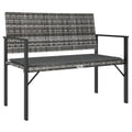 vidaXL 2-Seater Patio Bench with Cushion in Gray - Made of PE/Poly Rattan with Sturdy Powder-Coated Steel Frame - Comfortable Outdoor Seating for Garden & Terrace - Includes Dark Gray Seat Cushion