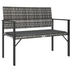 vidaXL 2-Seater Patio Bench with Cushion in Gray - Made of PE/Poly Rattan with Sturdy Powder-Coated Steel Frame - Comfortable Outdoor Seating for Garden & Terrace - Includes Dark Gray Seat Cushion