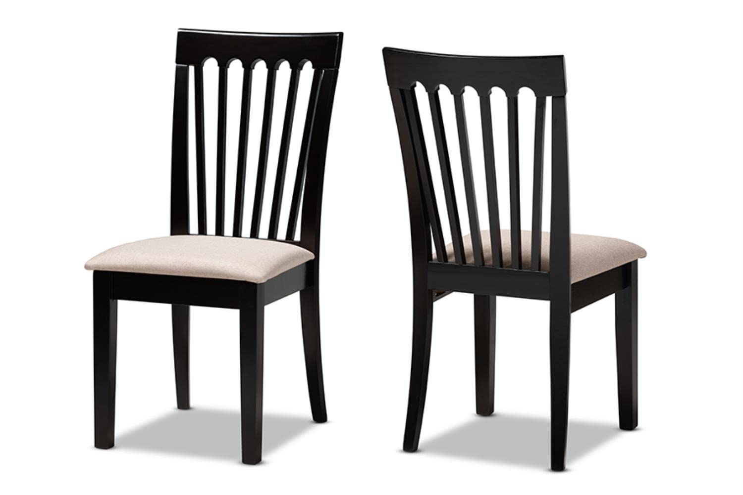 Baxton Studio Minette Modern and Contemporary Sand Fabric Upholstered Espresso Brown Finished 2-Piece Wood Dining Chair Set