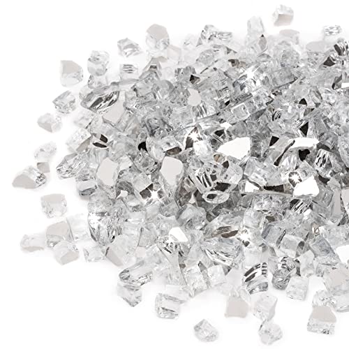 Stanbroil 10-Pound Fire Glass - 1/4 Inch Reflective Tempered Fire Glass For Fireplace Fire Pit, Platinum Reflective