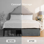 Miye Pleated Waffle Weave Bed Skirt, Tailored Dust Ruffle 18 Inch Drop Easy Fit, Machine Washable (Dark Grey, Queen - 18'' Drop)