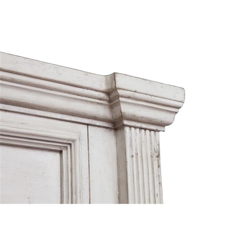 American Woodcrafters Brighten Antique White Wood Queen Panel Headboard