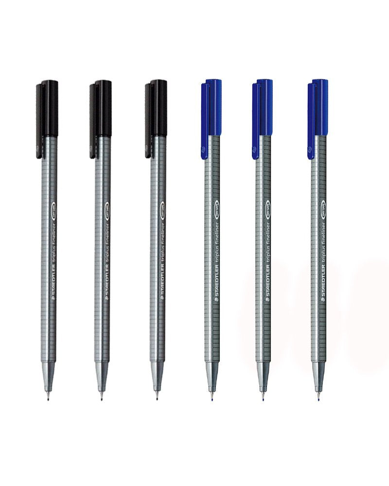 Staedtler Triplus Fineliner 0.3Mm - Pack Of Six (3 Black & 3 Blue) Color: 3 Black & 3 Blue, Model:, Office/School Supply Store