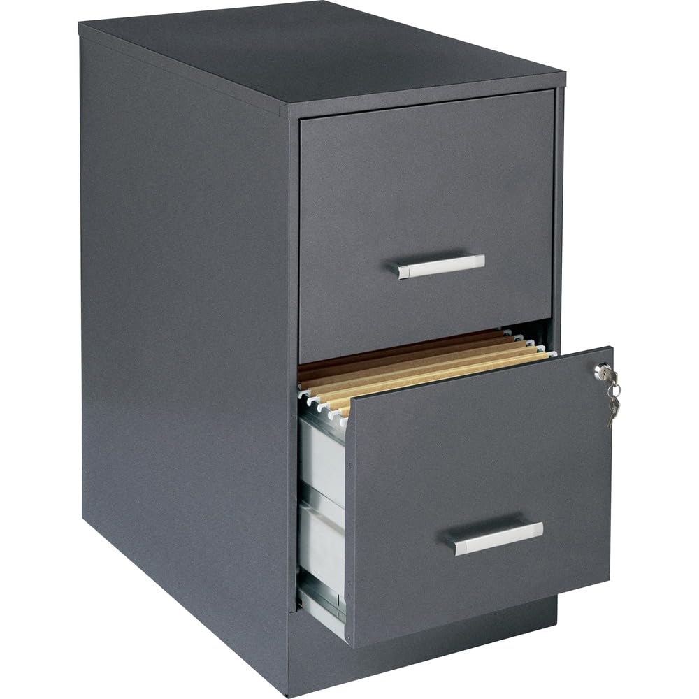 Lys Lorell 2 Drawer File Cabinet, 22', Metallic Charcoal