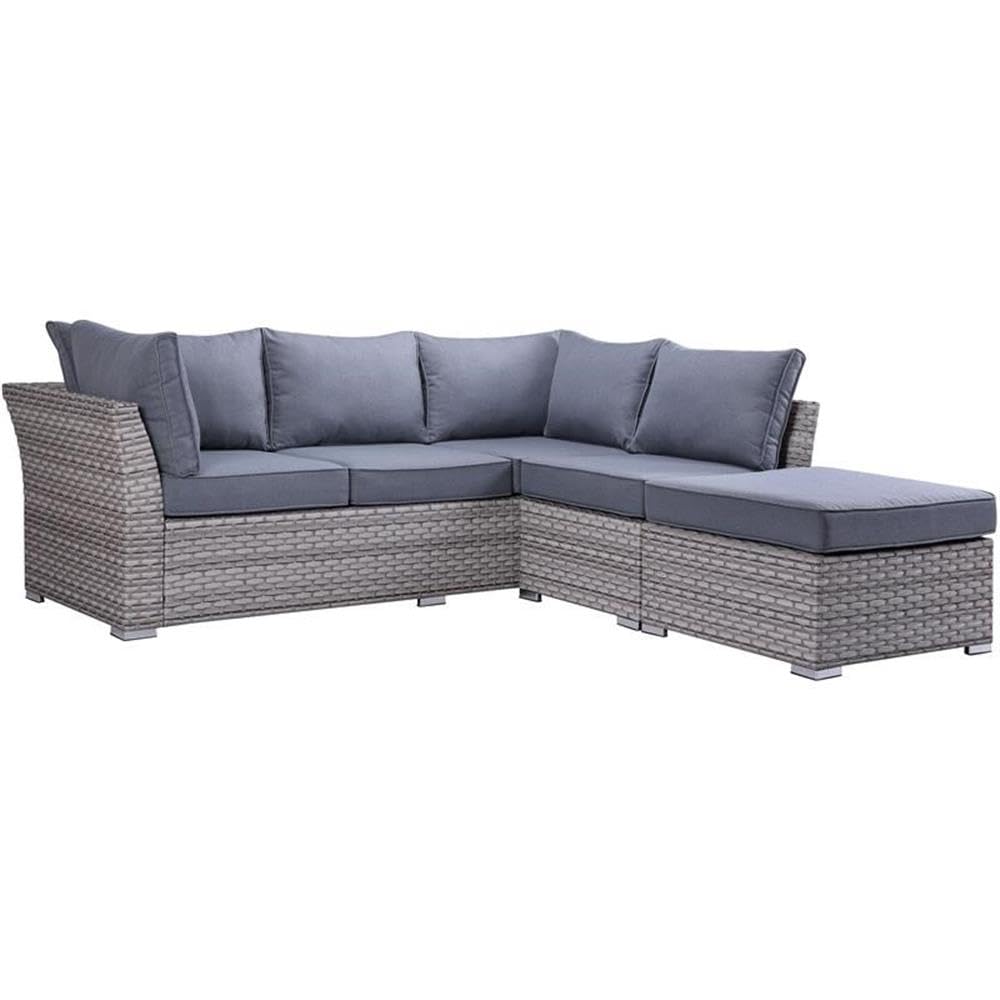 Acme Laurance Patio Sectional & Cocktail Table in Gray Fabric Finish