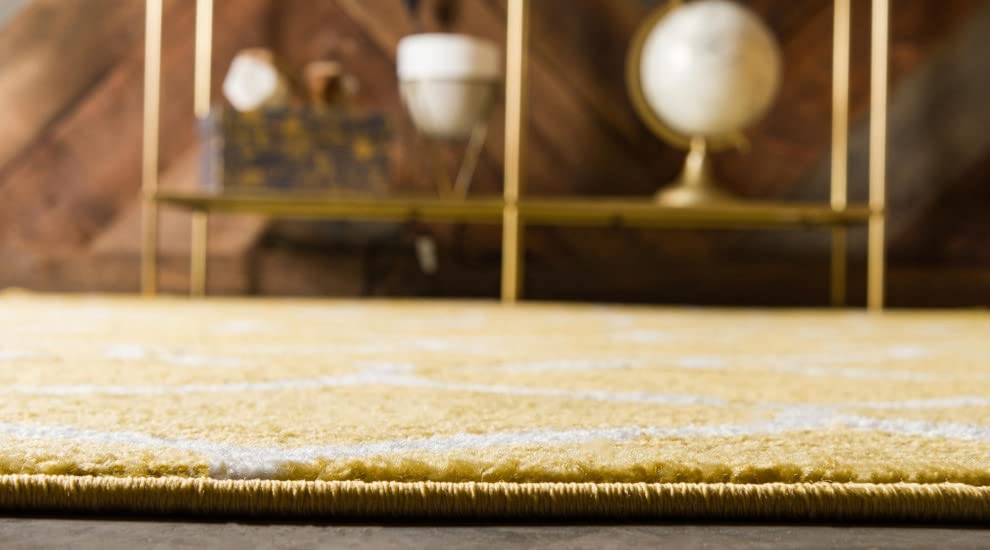Unique Loom Trellis Frieze Collection Area Rug - Rounded (10' X 13', Yellow/ Ivory)