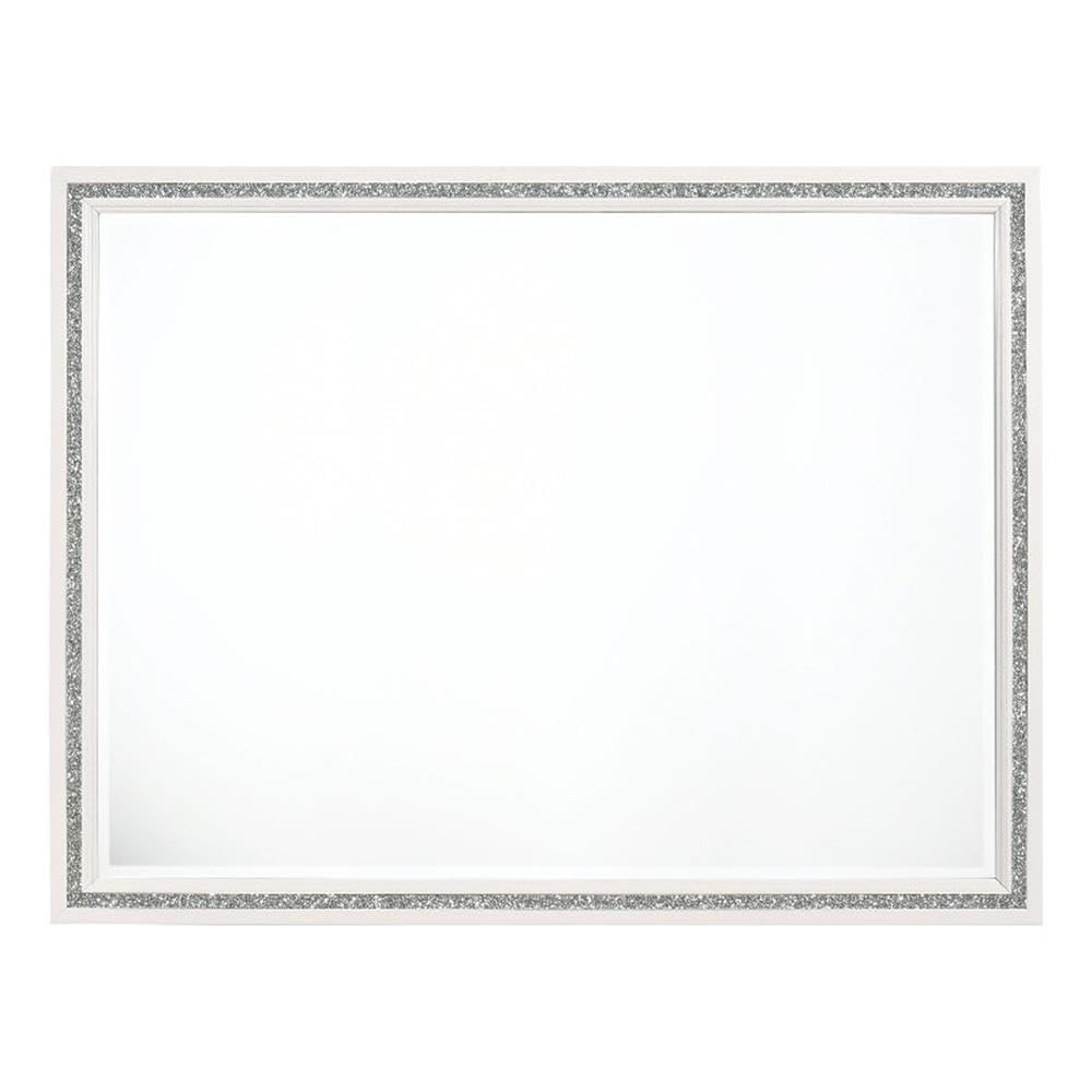 Acme Haiden Rectangular Wood Frame Dresser Mirror In White