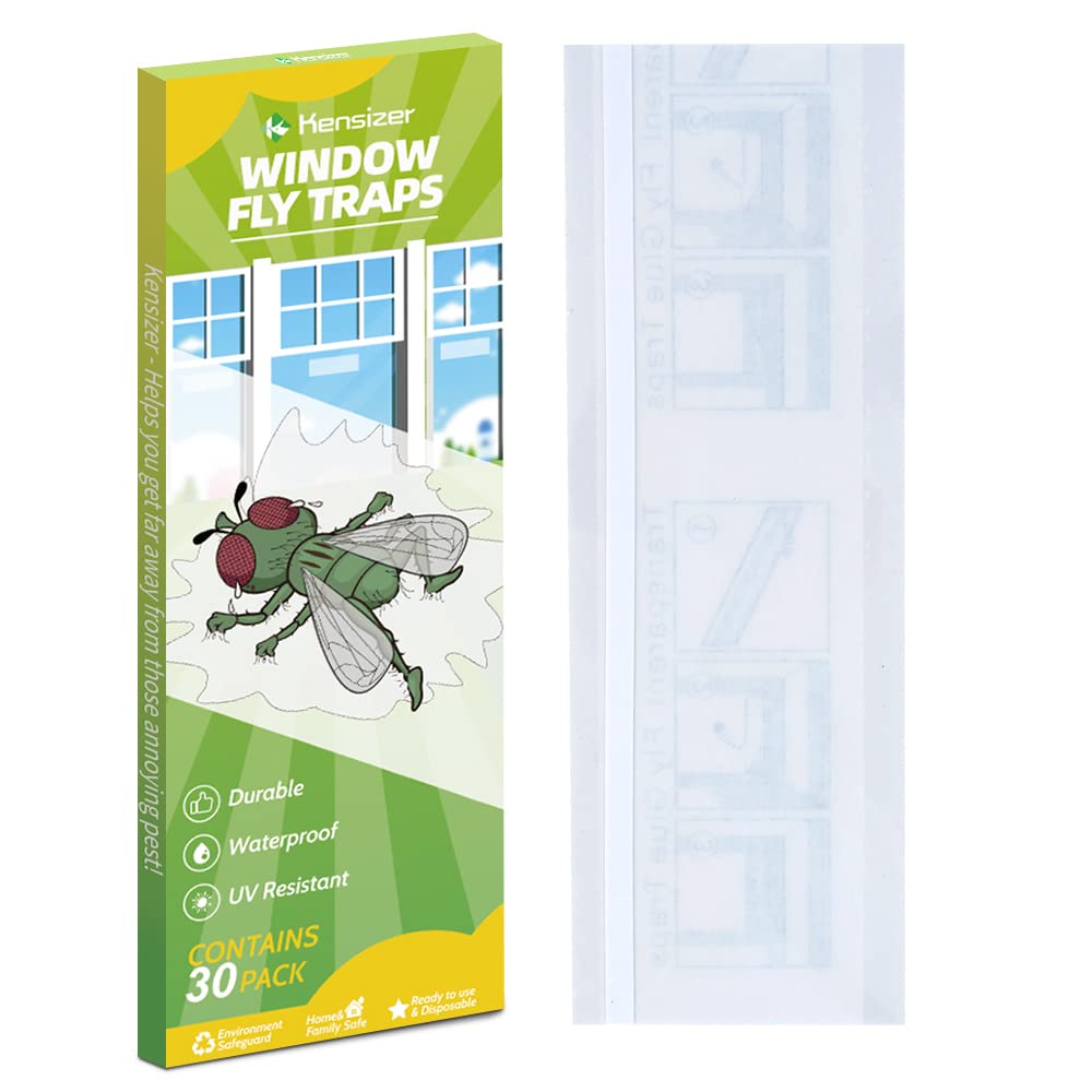 Kensizer 30-Pack Window Fly Traps For Indoors, Paper Sticky Strips, House Fly Catcher Clear Trap For Home, Lady Bug Killer Traps