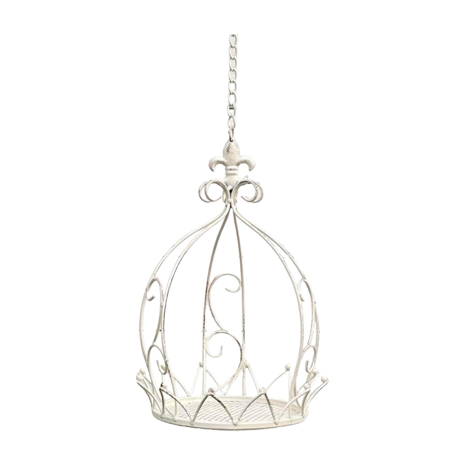 Zoomella Outdoor Decor Crown Hanging Planter Basket Iron Construction Elegant 25X35Cm White Yard, Garden & Outdoor Living|Garden
