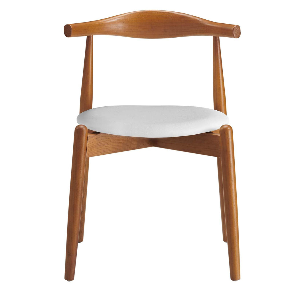 Modway EEI-1080-DWL-WHI Stalwart Mid-Century Modern Wood Frame and Faux Leather Seat, Dining Side Chair, Dark Walnut White