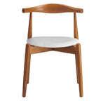 Modway EEI-1080-DWL-WHI Stalwart Mid-Century Modern Wood Frame and Faux Leather Seat, Dining Side Chair, Dark Walnut White