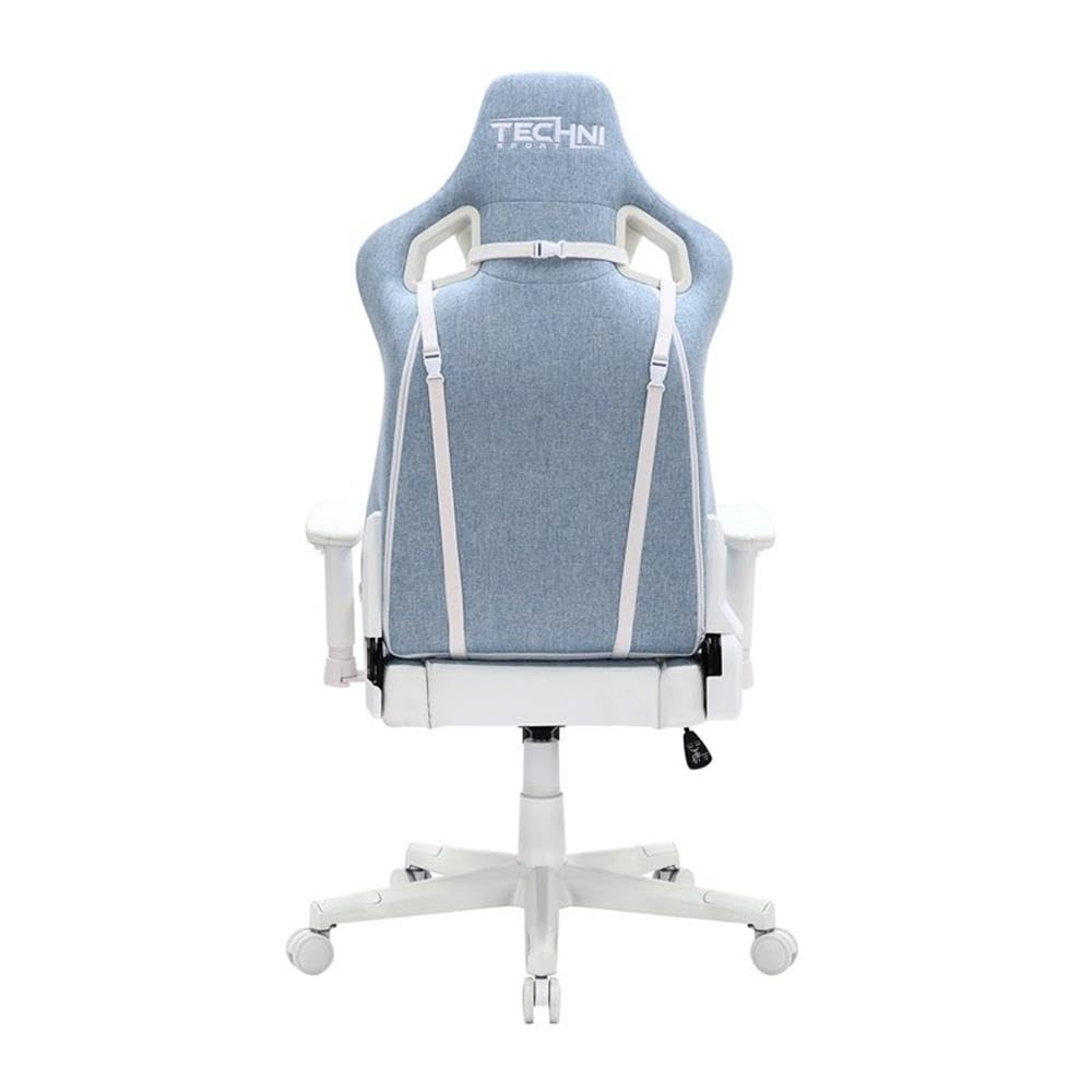 Techni Sport 17" Modern Fabric Ergonomic Gaming Chair in Blue/White