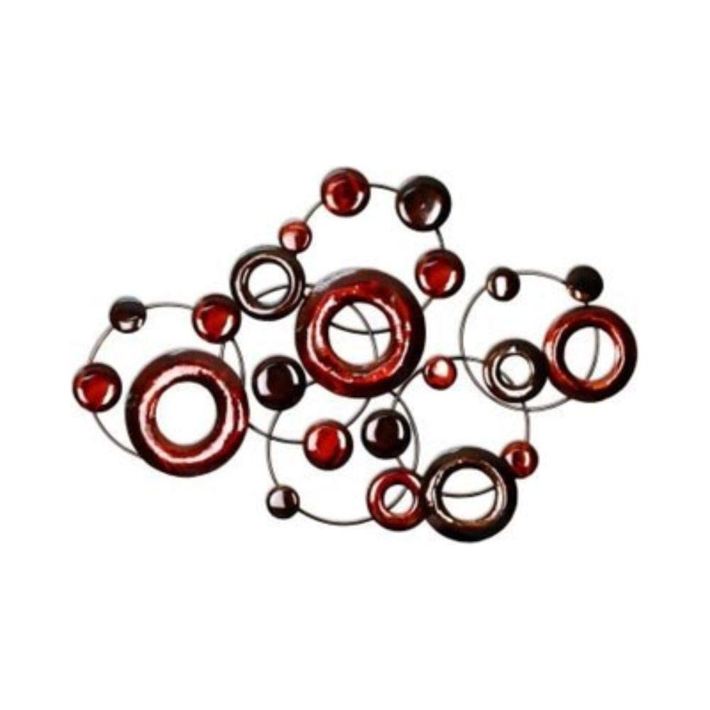 HomeRoots Red Metallic Circles Wall Decor