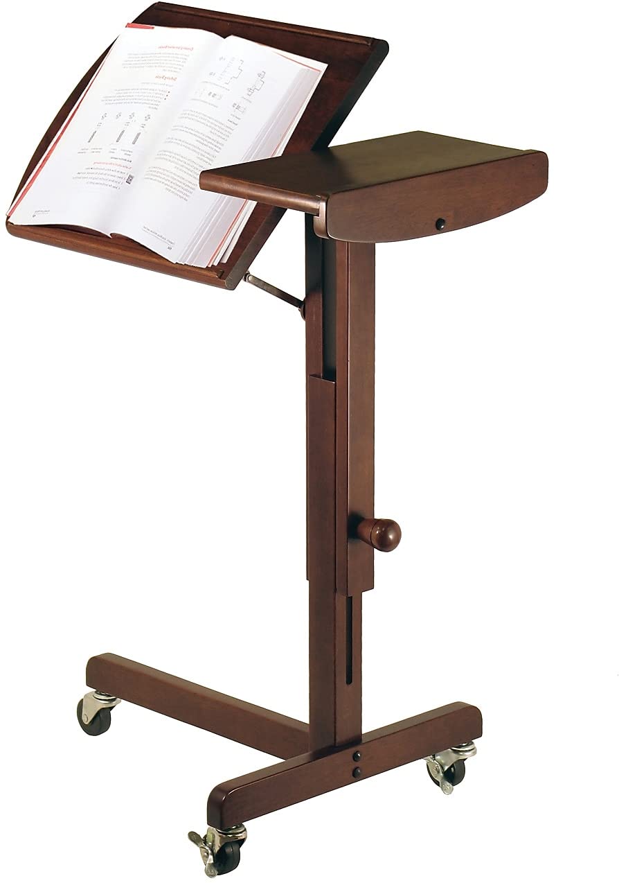 Winsome Wood Top Adjustable Height Laptop Cart, Antique Walnut (94423)