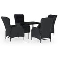 vidaXL 3 Piece Patio Dining Set - Robust Steel Frame with Water-Resistant PE Rattan Chairs - Adjustable Backrest - Dark Gray Outdoor Furniture Set - Suitable for Garden and Patio