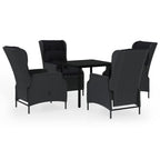 vidaXL 3 Piece Patio Dining Set - Robust Steel Frame with Water-Resistant PE Rattan Chairs - Adjustable Backrest - Dark Gray Outdoor Furniture Set - Suitable for Garden and Patio