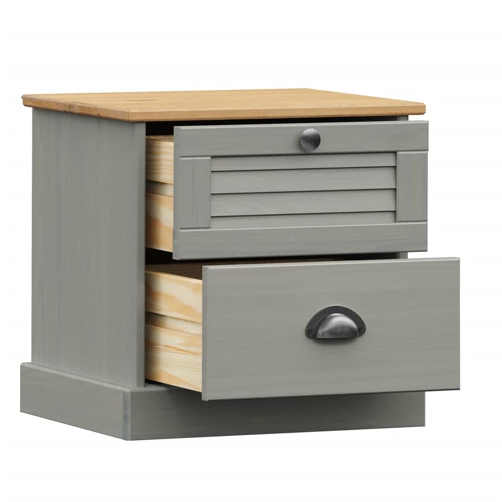 vidaXL Bedside Cabinet End Table-VIGO Gray - Thumbnail 5