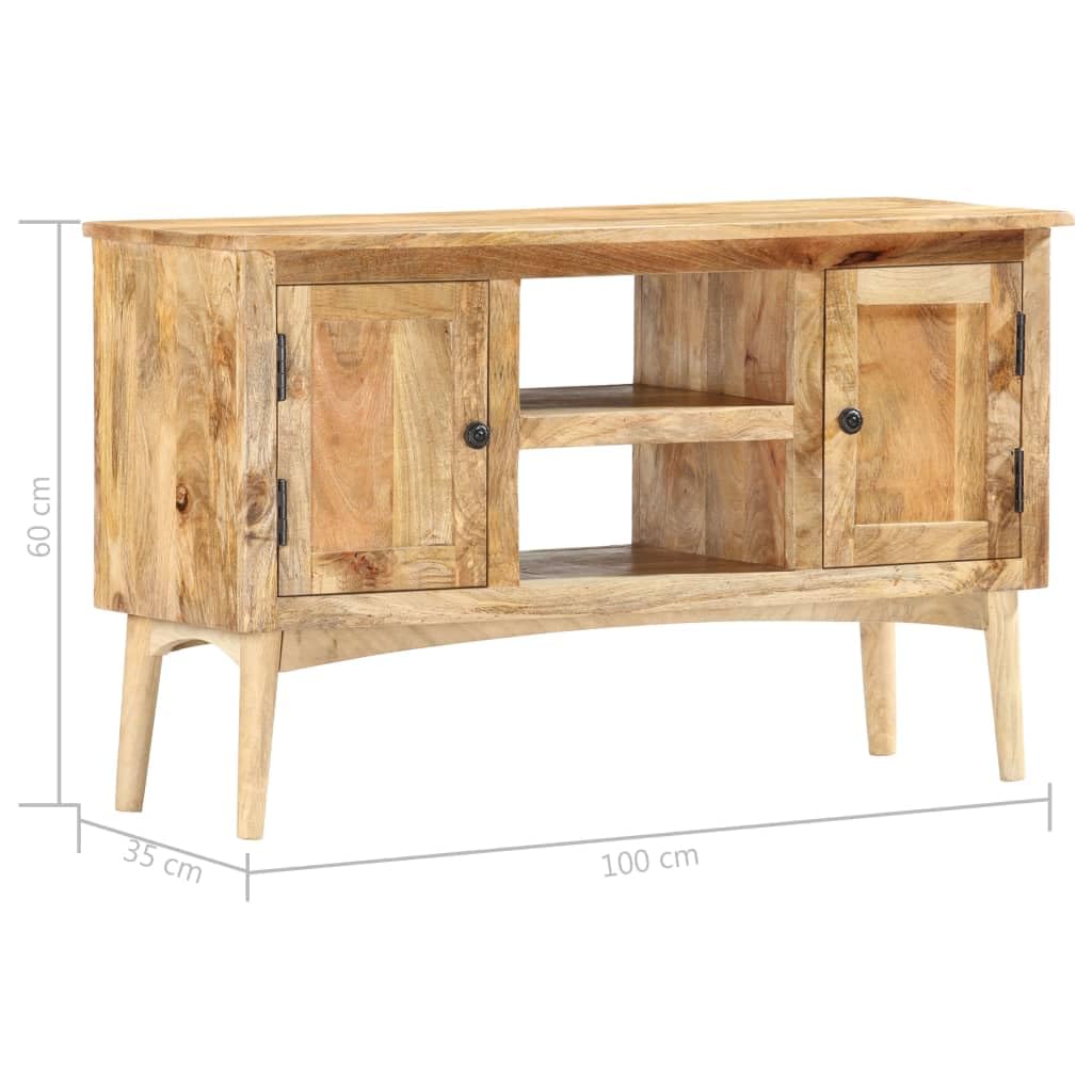 vidaXL Rustic Sideboard, Made of Solid Mango Wood - Farmhouse Style with Rough Look, Two Doors and Open Compartments for Versatile Use and Storage