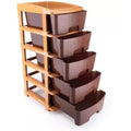 Lionbolt Plastic Modular Drawer 5 Tier Organisers, Drawers For Storage, For Office, Home, Multiple Use Colour Dark Brown  Large