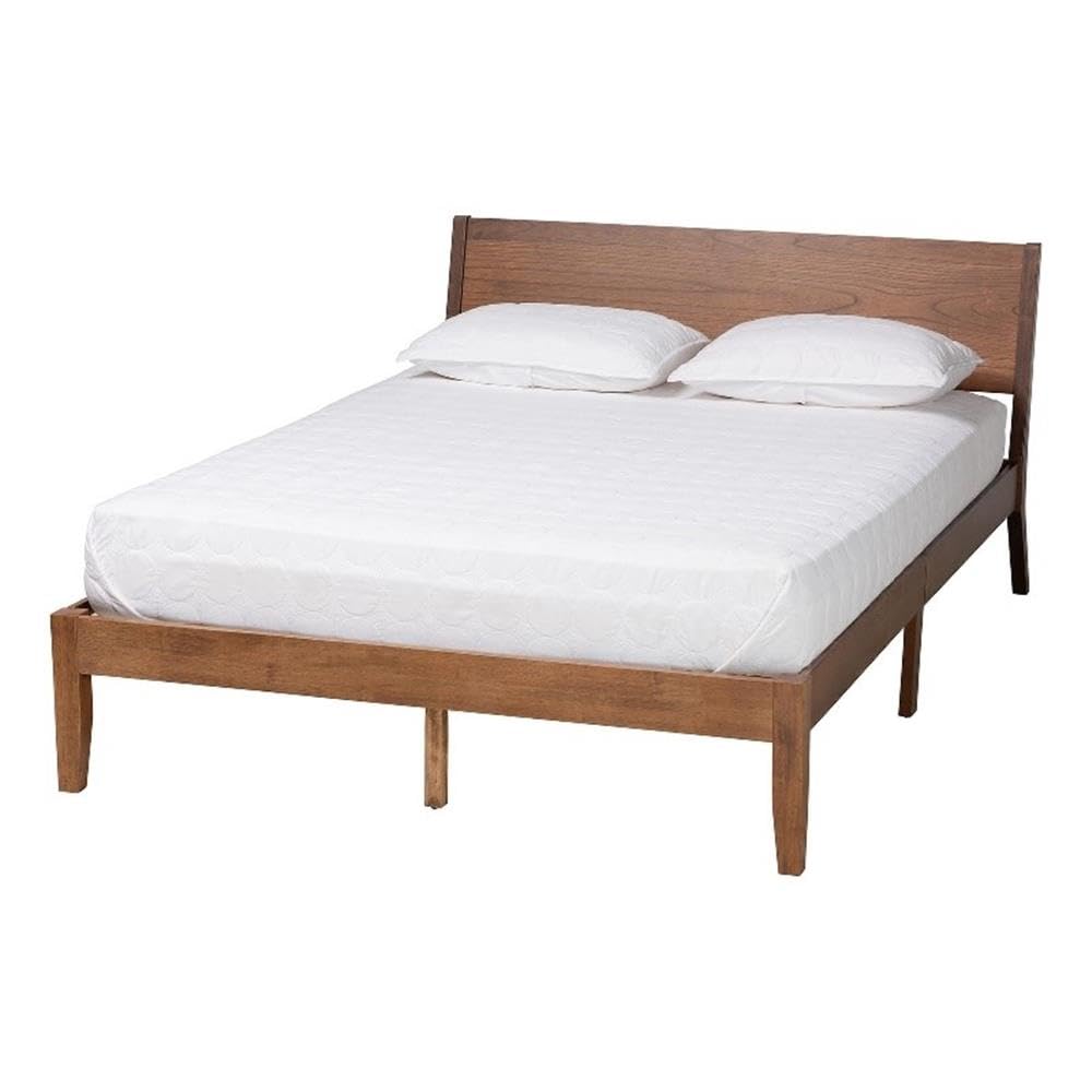 Baxton Studio Salvatore Mid-Century Modern Walnut Brown Finished Wood King Size Platform Bed