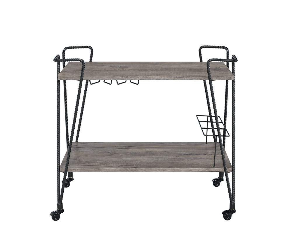 HomeRoots Metal, MDF 32&quot; X 16&quot; X 31&quot; Black Metal Serving Cart