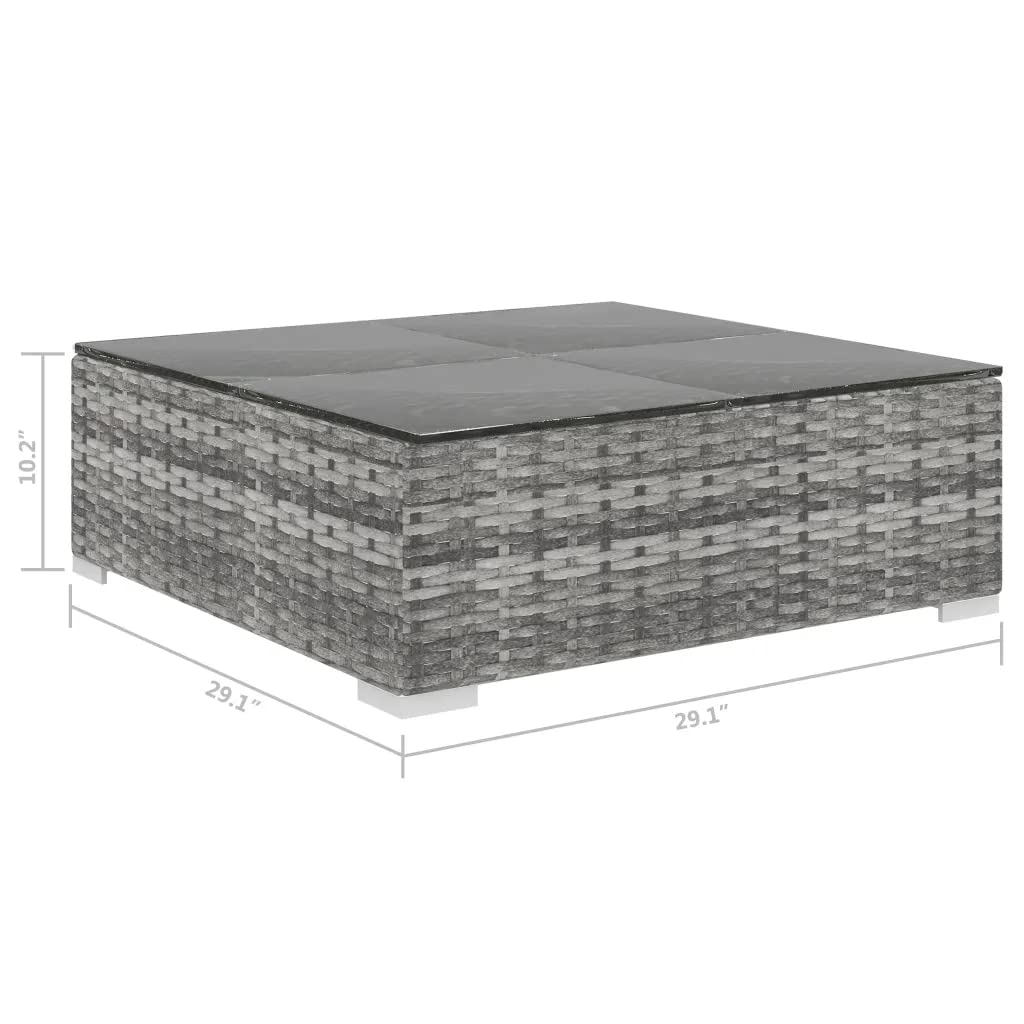 vidaXL 4 Piece Garden Lounge Set with Cushions Poly Rattan Gray