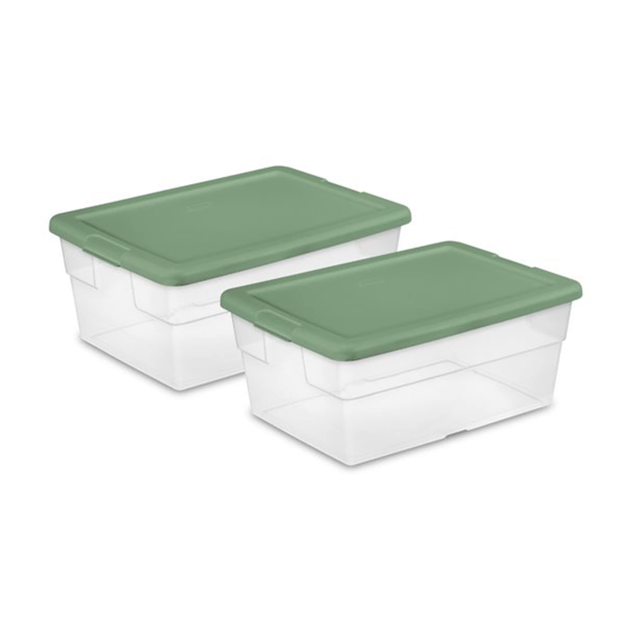Sterilite Stackable 16 Quart Clear Home Storage Box with Handles and Blue Lid for Efficient, Space Saving Household Storage and 