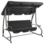 vidaXL Swing Bench, Outdoor Swing Chair with Adjustable Canopy, Hanging Daybed, Outdoor Swing Seat for Balcony Porch, Modern, Anthracite Steel