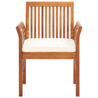 vidaXL Modern Dining Chair 2 Pcs, Outdoor Patio Dining Chair with Cushion, Wooden Chair for Garden Poolside Lawn Backyard, Solid Wood Acacia