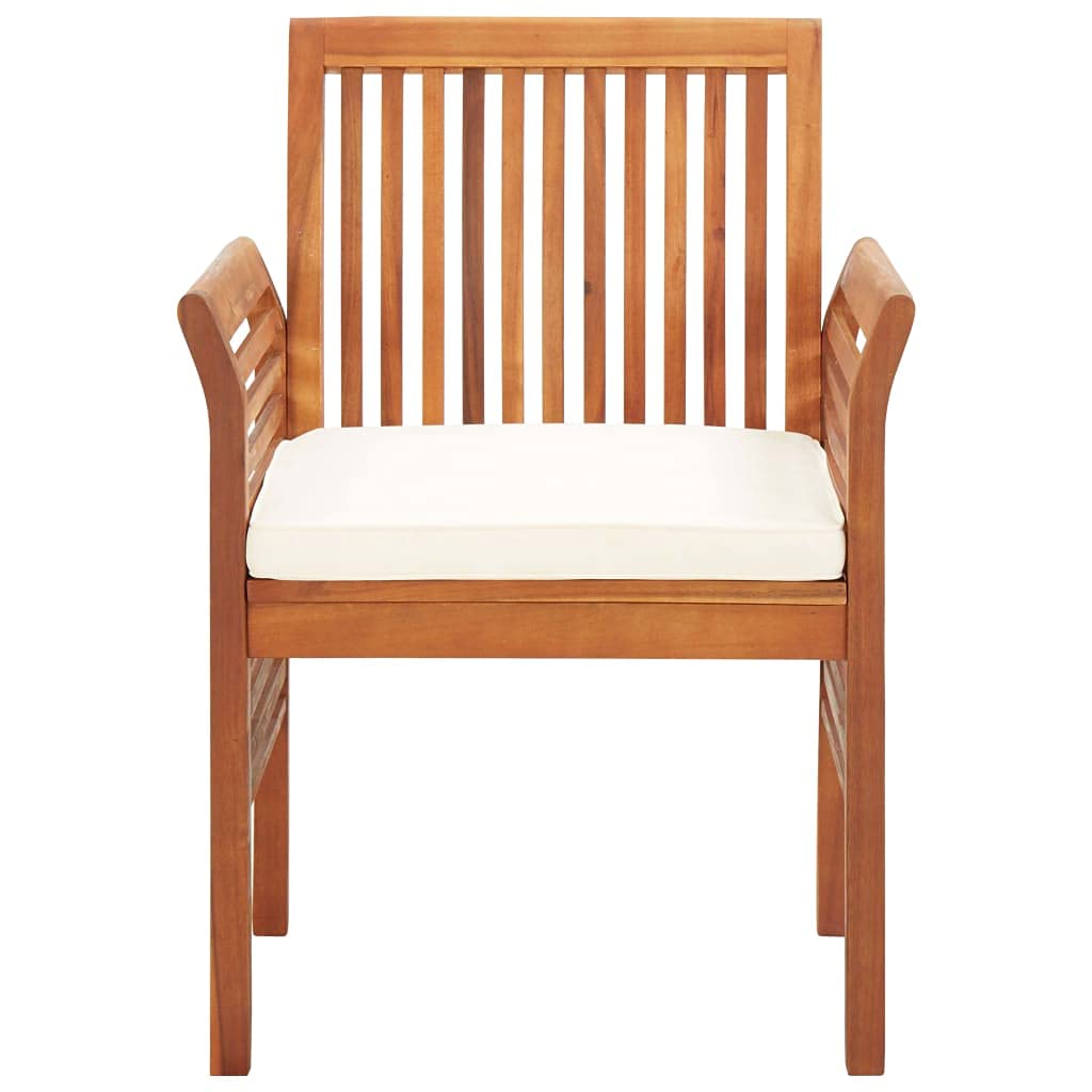 vidaXL Modern Dining Chair 2 Pcs, Outdoor Patio Dining Chair with Cushion, Wooden Chair for Garden Poolside Lawn Backyard, Solid Wood Acacia