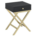 Acme Coleen 1-Drawer Metal Tube End Table in Black and Brass
