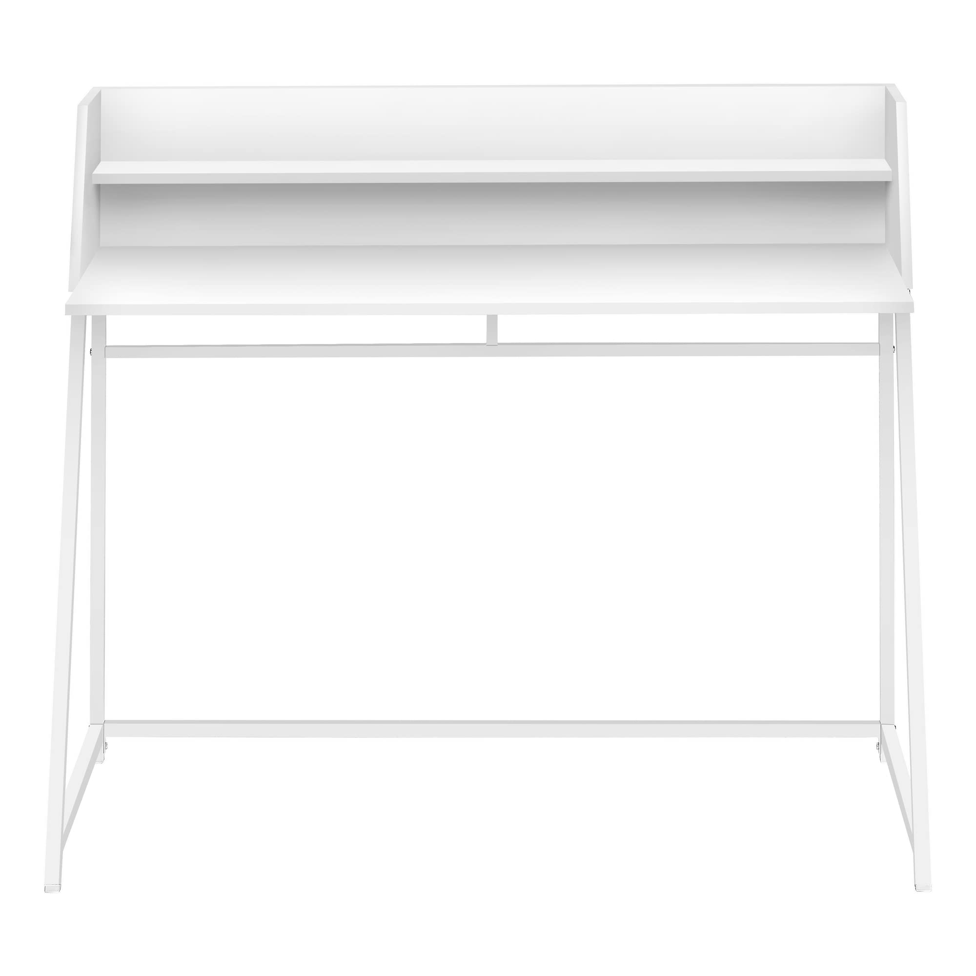 Monarch Specialties I 7545 Computer Desk, Home Office, Laptop, Storage Shelves, 48&quot; L, Work, Metal, Laminate, White, Contemporary, Modern