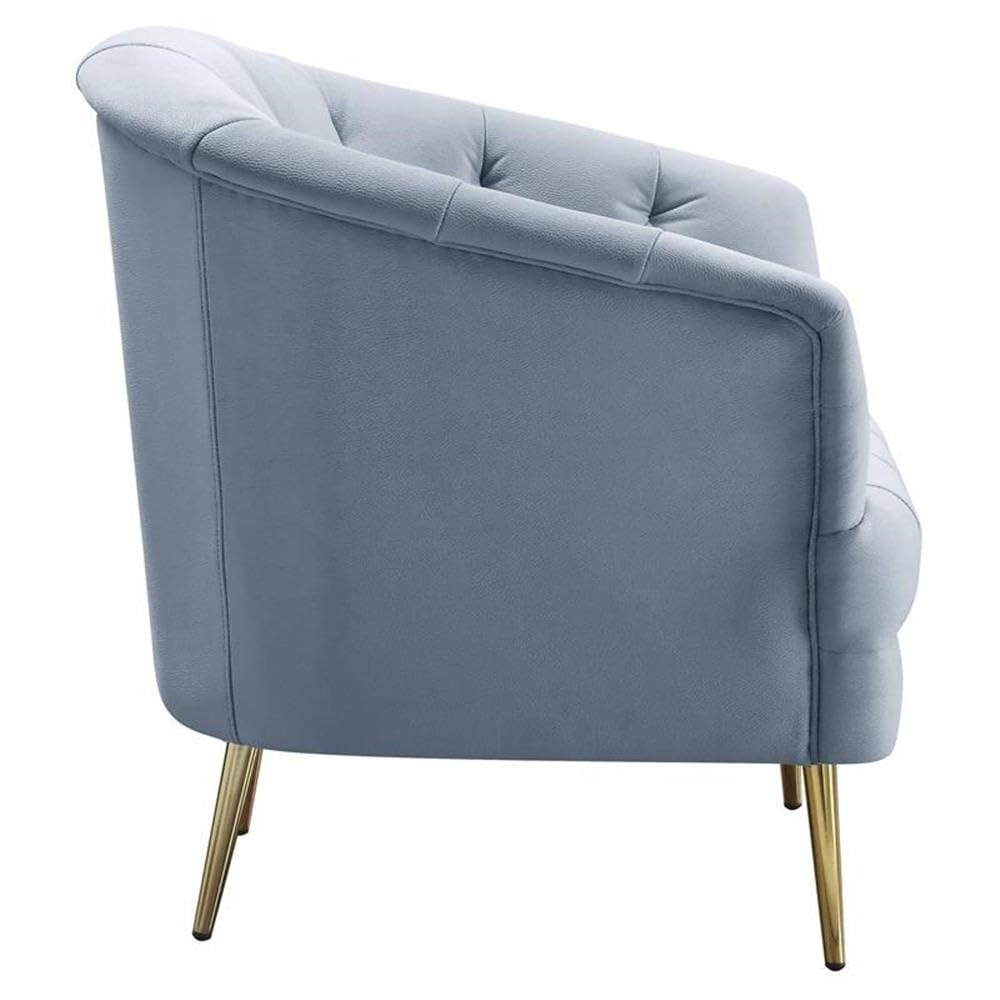 Acme Bayram Button Tufted Velvet Upholstery Sofa Metal Legs in Light Gray