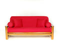 Royal Heritage Home 100% Cotton Full Size Futon Cover - Red - Washable Zippered Sofa Furniture Bed Mattress Covers - Armless Cou