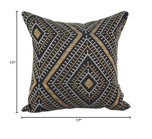 Blazing Needles Square Jacquard Throw Pillows, 17", Tupelo Earth 2 Count