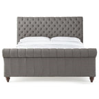 Steve Silver Swanson Tufted Queen Sleigh Bed in Gray