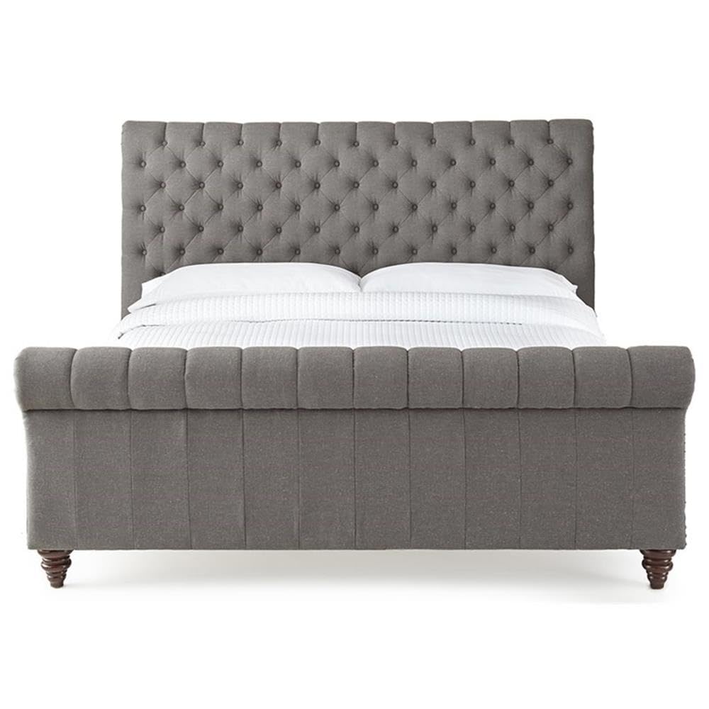 Steve Silver Swanson Tufted Queen Sleigh Bed in Gray
