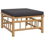 vidaXL Patio Footstool - Bamboo with Dark Gray Cushion, Modular, Comfortable Seating, Easy to Assemble
