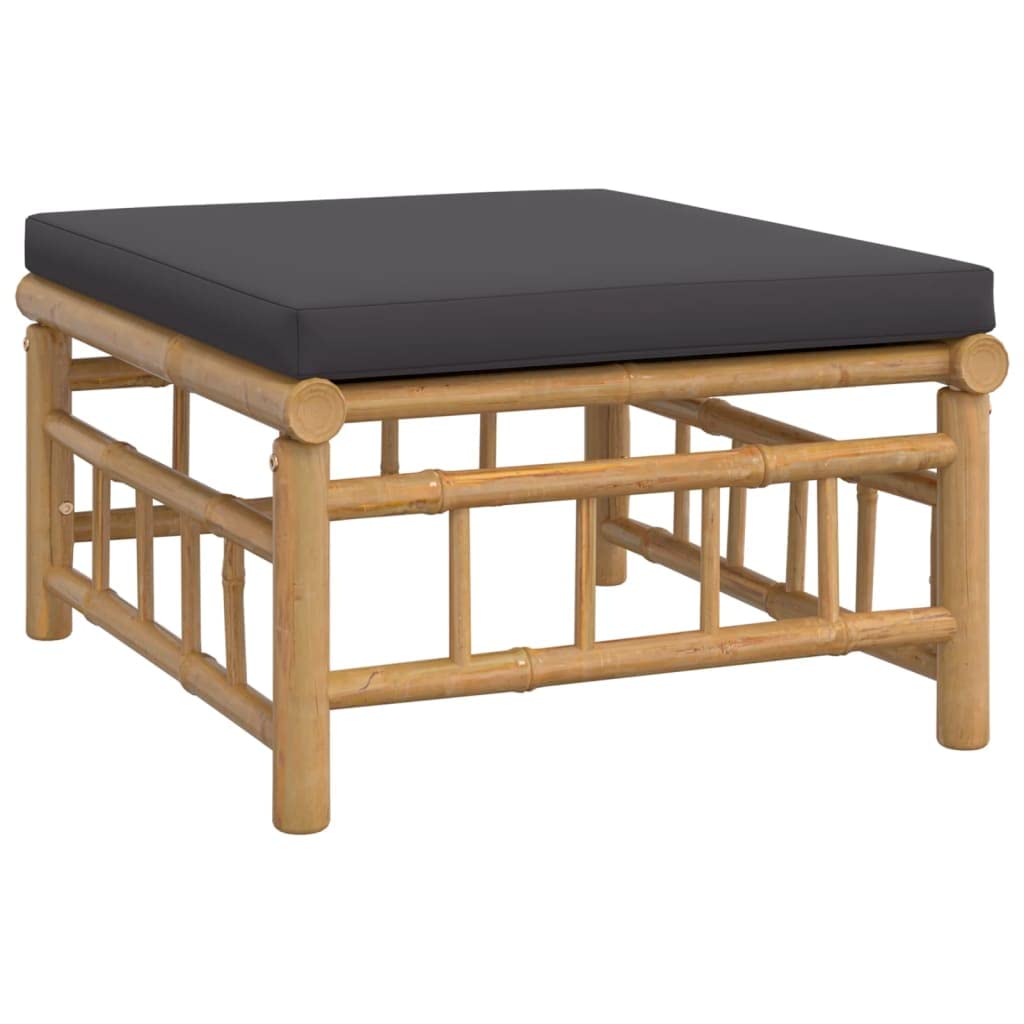 vidaXL Bamboo Patio Middle Sofa with Dark Gray Cushions - Modular Design for Customizable Lounge Set Configurations, Robust, Naturally Finished, Easy Assembly, Ideal for Outdoor Spaces